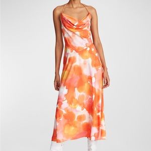 Halston Cowl-Neck Halter Midi Dress - Size 8